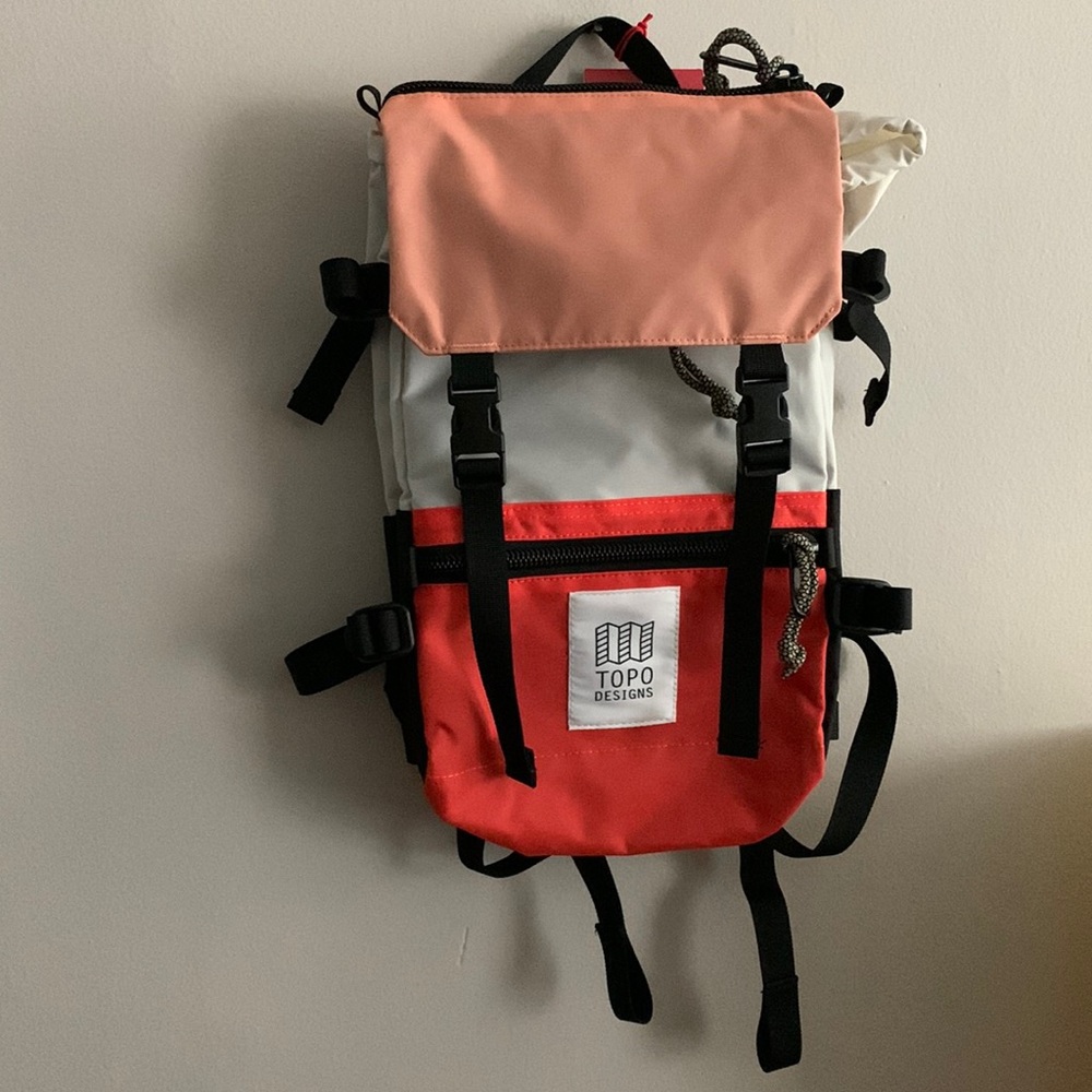 Topo Designs Rover Pack Mini Natural/Hot Coral/Peach NWT